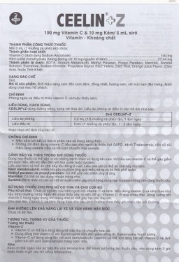 Siro Ceelin + Z United phòng ngừa và điều trị thiếu vitamin C hoặc thiếu kẽm (60ml)