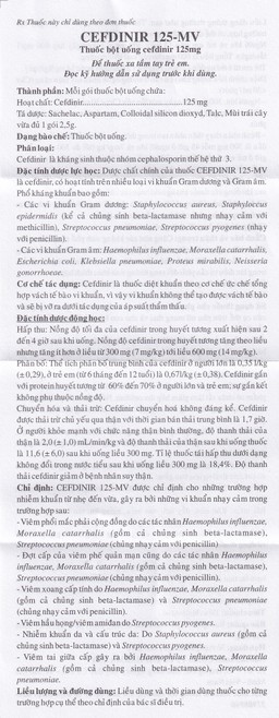 Bột pha hỗn dịch uống Cefdinir 125 - MV USP điều trị nhiễm khuẩn (10 gói)