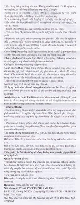 Bột pha hỗn dịch uống Cefdinir 125 - MV USP điều trị nhiễm khuẩn (10 gói)