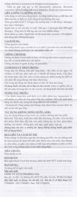 Thuốc Cefdinir 300 - HV USP điều trị nhiễm khuẩn (2 vỉ x 10 viên)