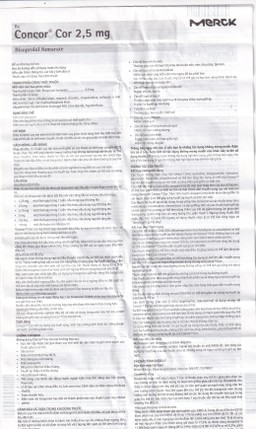Thuốc Concor Cor 2.5mg Merck điều trị suy tim mãn tính (3 vỉ x 10 viên)