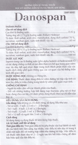Dung dịch Danospan Danapha điều trị viêm đường hô hấp cấp tính có kèm ho (100ml)