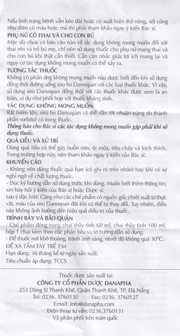 Dung dịch Danospan Danapha điều trị viêm đường hô hấp cấp tính có kèm ho (100ml)