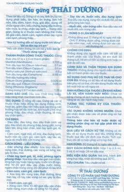 Dầu gừng Thái Dương điều trị đau đầu, đau lưng, đau dây thần kinh vai gáy (6ml)