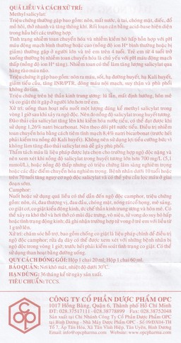 Dầu nóng Mặt Trời OPC điều trị nhức mỏi, tê thấp, đau lưng, cảm mạo, cúm (60ml)