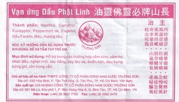 Dầu gió Phật Linh Trường Sơn 5ml giúp giảm đau nhức, sổ mũi, chóng mặt, say tàu xe