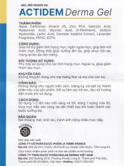 Gel Actidem Derma giúp ngăn ngừa mụn, làm mờ vết thâm (40g)