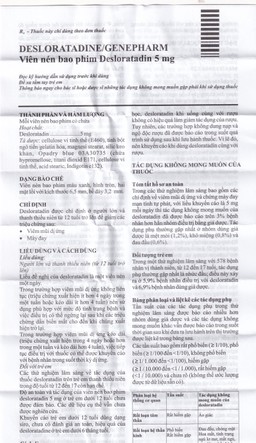 Thuốc Desloratadine 5mg Genepharm giảm các triệu chứng viêm mũi dị ứng, mày đay (2 vỉ x 15 viên)