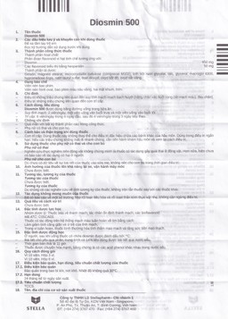 Thuốc Diosmin 500 Stella điều trị triệu chứng liên quan đến suy tĩnh mạch - mạch bạch huyết (6 vỉ x 10 viên)