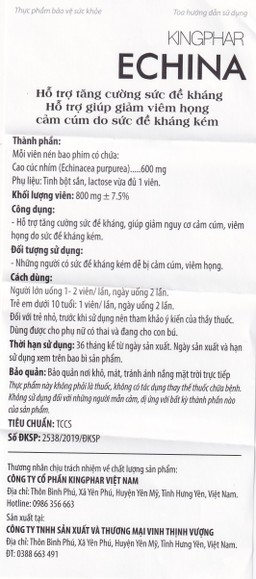 Viên uống Echina Kingphar hỗ trợ tăng cường sức đề kháng (30 viên)