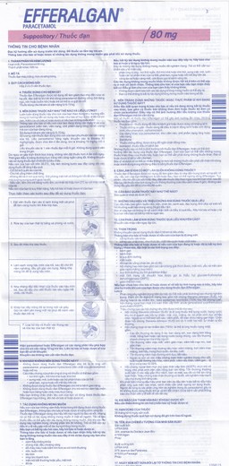 Thuốc đạn Efferalgan 80mg UPSA SAS giảm đau, hạ sốt (2 vỉ x 5 viên)