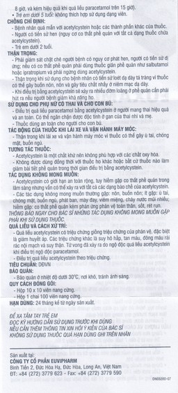 Thuốc Euxamus 200mg Euvipharm tiêu chất nhầy trong bệnh nhầy nhớt (10 vỉ x 10 viên)