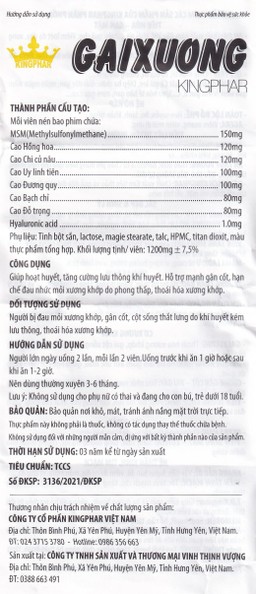 Viên uống Gai Xương Kingphar hoạt huyết, tăng cường lưu thông khí huyết (60 viên)