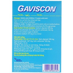 Hỗn dịch Gaviscon Reckitt Benckiser điều trị trào ngược dạ dày, thực quản (24 gói x 10ml)