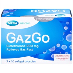 Thuốc GazGo MEGA We care điều trị khó chịu, căng đau, trướng bụng (3 vỉ x 10 viên)