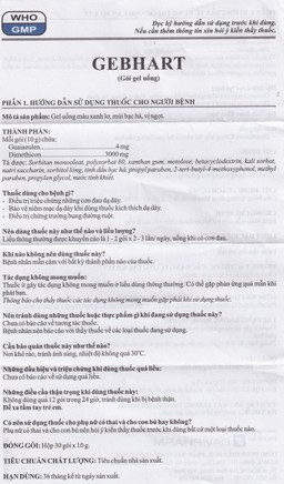 Gel uống Gebhart Davipharm điều trị triệu chứng cơn đau dạ dày (30 gói x 10g)