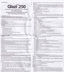 Thuốc Glazi 250 Abbott điều trị viêm xoang cấp, viêm tai giữa cấp, viêm họng, viêm amidan (2 vỉ x 6 viên)