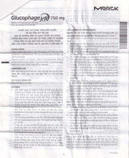 Thuốc Glucophage XR 750mg Merck điều trị tiểu đường típ 2 (2 vỉ x 15 viên)