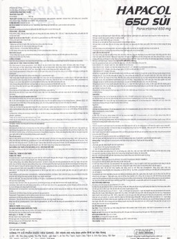 Viên sủi Hapacol 650 DHG điều trị các cơn đau có cường độ nhẹ đến trung bình và sốt (4 vỉ x 4 viên)