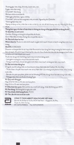 Thuốc Henex 500mg Abbott điều trị suy tĩnh mạch - mạch bạch huyết, cơn trĩ cấp (10 vỉ x 10 viên)