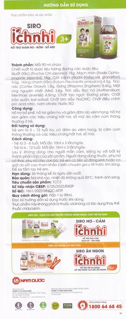 Siro Ích nhi 3+ Nam Dược giúp giảm ho, đờm, sổ mũi (90ml)