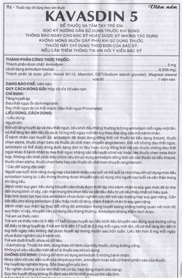 Thuốc Kavasdin 5 Khánh Hòa hỗ trợ điều trị tăng huyết áp (10 vỉ x 10 viên)