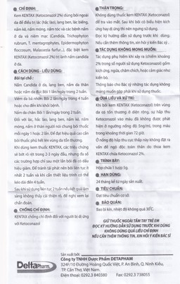 Kem bôi da Kentax Detapharm điều trị lác, lang ben, lác biếng, nấm kẽ (5g)