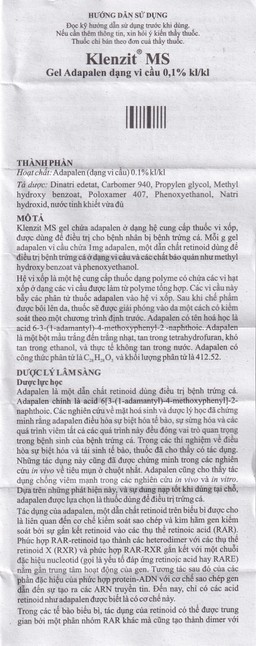 Gel bôi da Klenzit MS điều trị mụn trứng cá (15g)