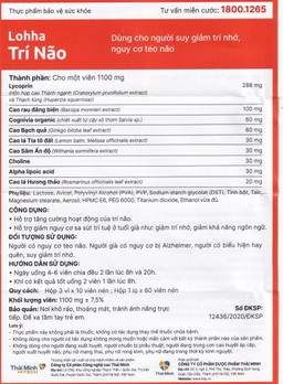 Viên uống hỗ trợ suy giảm trí tuệ Lohha Trí Não (3 vỉ x 10 viên)