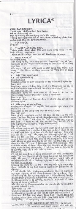Viên nang cứng Lyrica 75mg Viatris điều trị đau thần kinh, động kinh cục bộ (4 vỉ x 14 viên) 