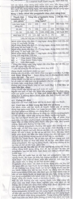 Viên nang cứng Lyrica 75mg Viatris điều trị đau thần kinh, động kinh cục bộ (4 vỉ x 14 viên) 