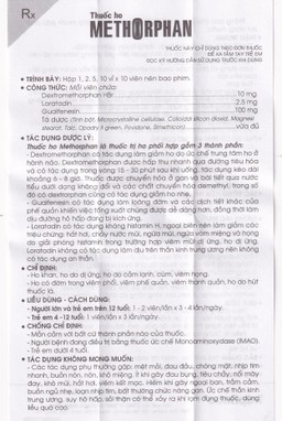 Thuốc ho Methorphan Traphaco cắt cơn ho, điều trị long đờm, chống dị ứng (2 vỉ x 10 viên)