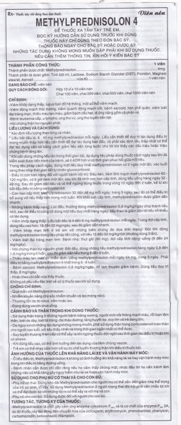 Thuốc Methylprednisolon 4 Khapharco kháng viêm, điều trị viêm khớp dạng thấp, lupus ban đỏ hệ thống (10 vỉ x 10 viên)