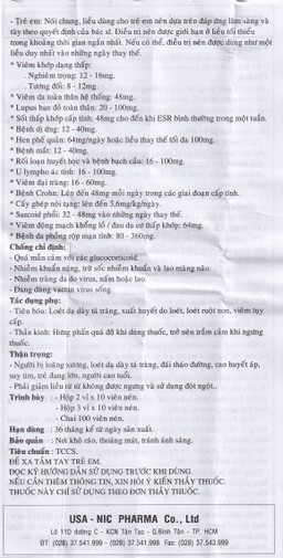 Thuốc Methylprednisolone 16mg Usa - Nic Pharma kháng viêm và ức chế miễn dịch, chống dị ứng (3 vỉ x 10 viên)