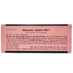 Viên nén Mucosta tablets 100mg Otsuka điều trị loét dạ dày (10 vỉ x 10 viên)