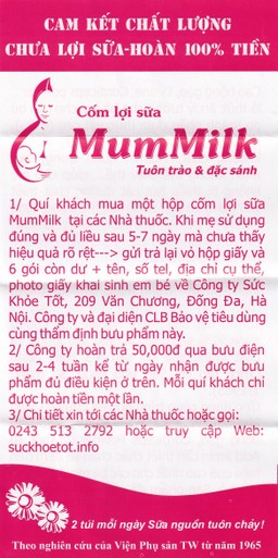 Cốm lợi sữa MumMilk tăng tiết sữa, tăng chất lượng sữa (20 gói)