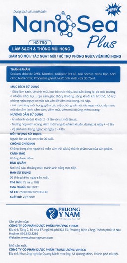 Xịt mũi muối biển Nano Sea Plus người lớn 75ml giúp làm sạch, thông mũi họng