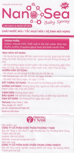 Xịt mũi muối biển Nano Sea Baby Spray trẻ em 75ml giúp làm sạch, ngừa sổ mũi