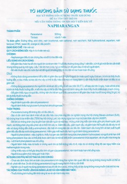 Viên sủi Napharangan 500mg Nam Hà hạ nhiệt, giảm đau, điều trị sốt từ nhẹ đến vừa (4 vỉ x 4 viên) 