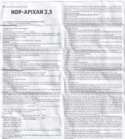 NDP-Apixan 2,5mg Nadyphar phòng ngừa biến cố thuyên tắc huyết khối tĩnh mạch (10 vỉ x 10 viên)