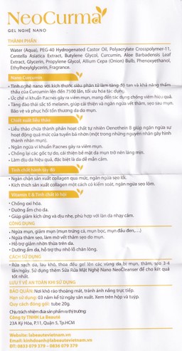 Gel Nghệ Nano NeoCurma ngừa mụn, ngừa sẹo, mờ vết thâm (20g)