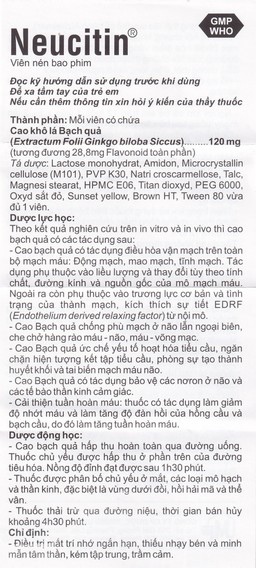 Thuốc Neucitin 120mg Mediplantex điều trị mất trí nhớ ngắn hạn (6 vỉ x 10 viên)