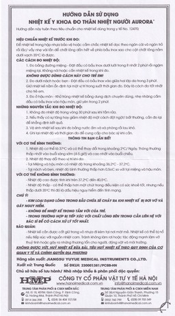 Nhiệt kế thuỷ ngân đo thân nhiệt cơ thể Aurora CRW-23