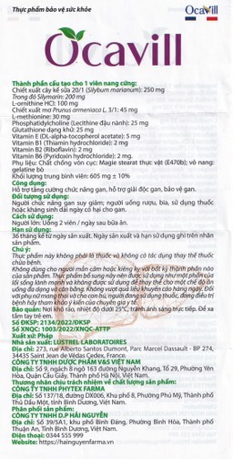 Viên uống Ocavill hỗ trợ tăng cường chức năng gan, giải độc gan, bảo vệ gan (4 vỉ x 15 viên)