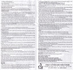 Viên nang cứng Omeprazol TVP 20mg điều trị loét tá tràng, viêm loét dạ dày (3 vỉ x 10 viên) 