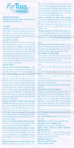 Siro ho Fortuss Otosan 180g hỗ trợ làm dịu cơn ho hiệu quả, bảo vệ niêm mạc 