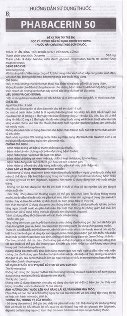 Thuốc uống Phabacerin 50 Pharbaco điều trị thoái hóa khớp (3 vỉ x 10 viên)