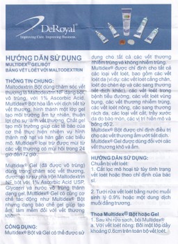 Bột phủ vết thương Multidex Powder Deroyal 45g hỗ trợ điều trị viêm nhiễm da, làm lành các vết loét mãn tính