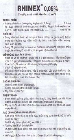 Thuốc nhỏ mũi Rhinex 0.05% Uphace giảm sung huyết, viêm xoang, viêm mũi dị ứng (15ml)