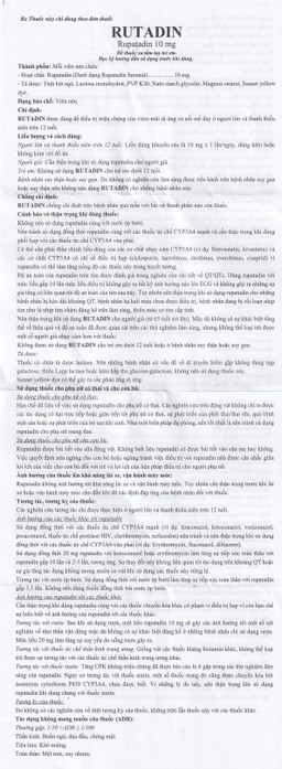 Thuốc Rutadin 10mg pharma usa điều trị triệu chứng của viêm mũi dị ứng và nổi mề đay (3 vỉ x 10 viên)